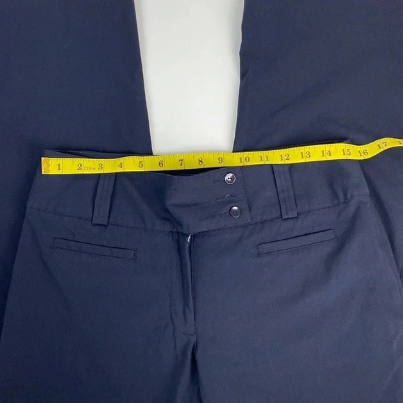 Navy blue office professional straight  leg womens flare leg pull on pants sz 10 - Picture 5 of 13